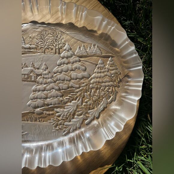 Mikasa Frosted Glass Winter Dream Serving Platter Holiday Christmas Deer & Trees - Picture 5 of 15